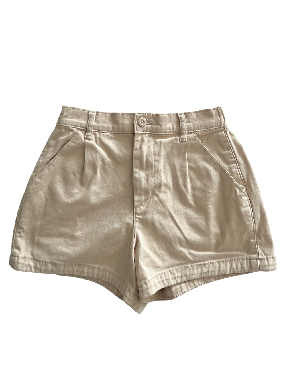 ASOS light tan khaki elastic waist high rise shorts size 4 like new